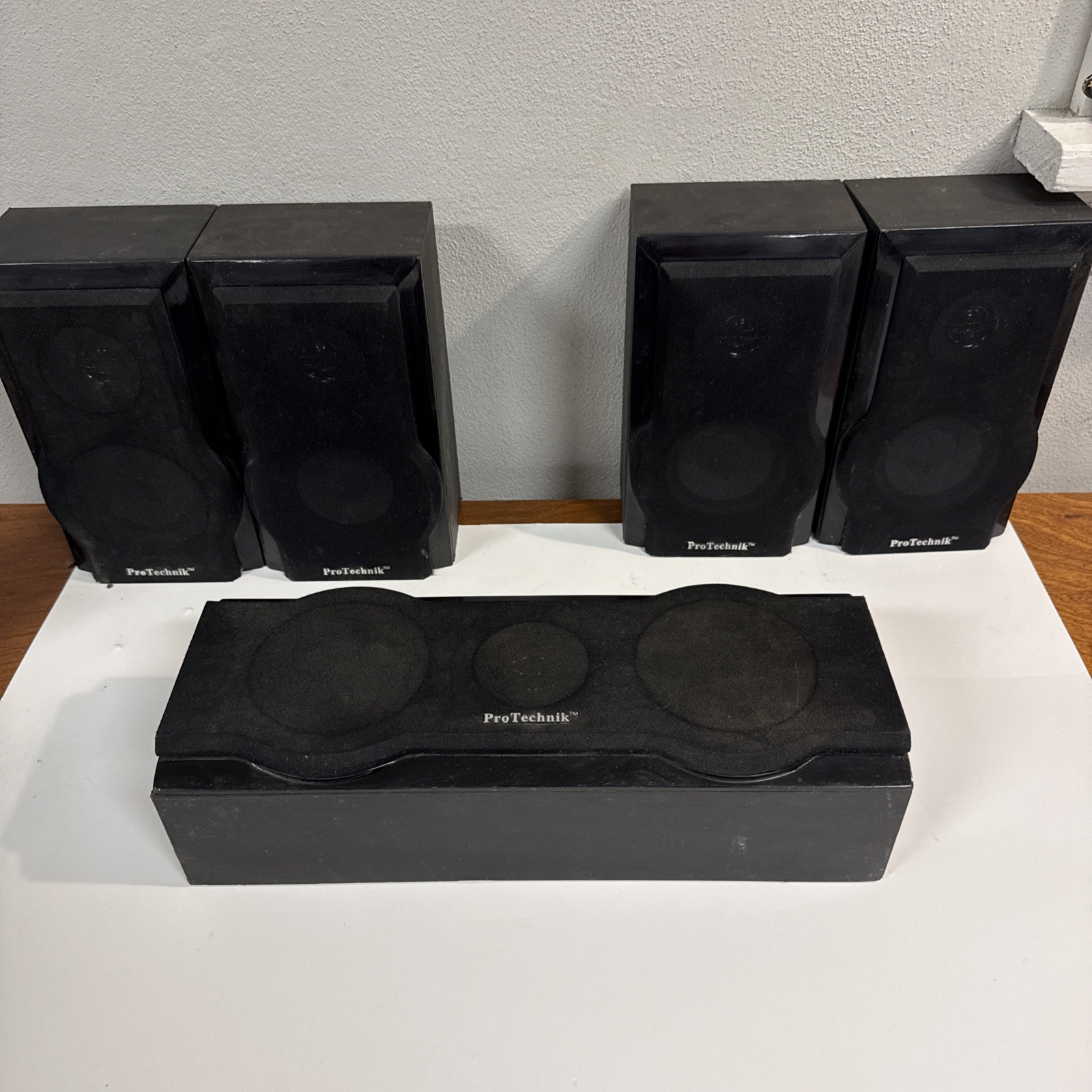 ProTechnik Audio Speaker System Lot Of 5 Subwoofer And Surround Sound Speakers