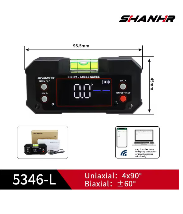 SHANHR Digital Angle Finder Magnetic Level Box Dual Axis Protractor