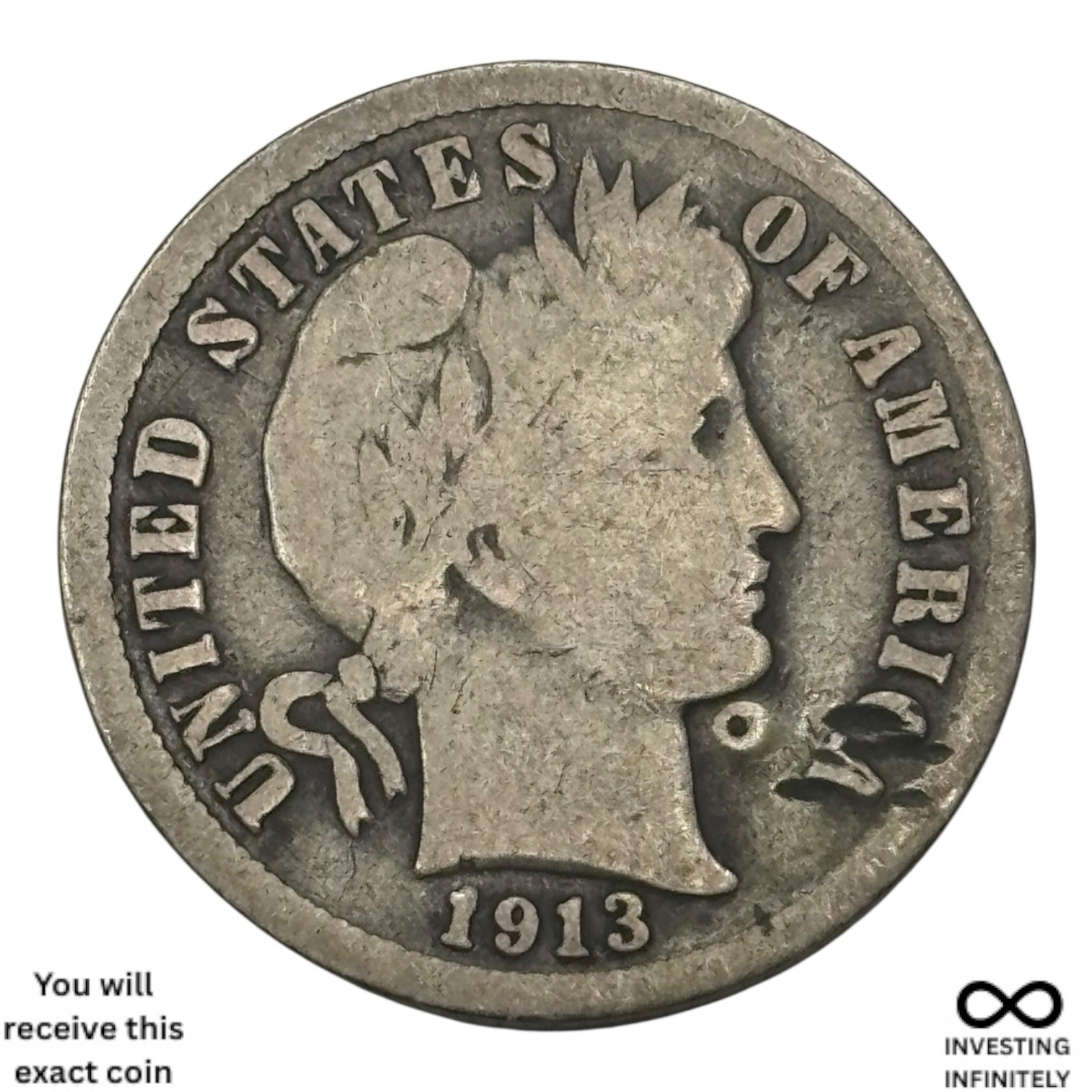 1913 Barber Dime X-1671