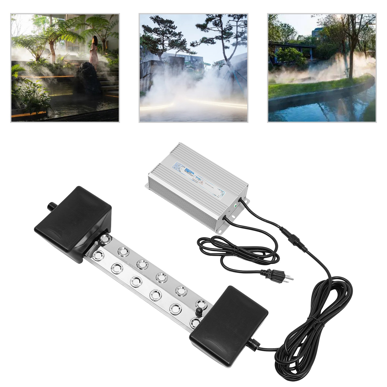 12-Head Ultrasonic Mist Maker Kit Pond Fogger Mister Machine w/2 Buoy 110V