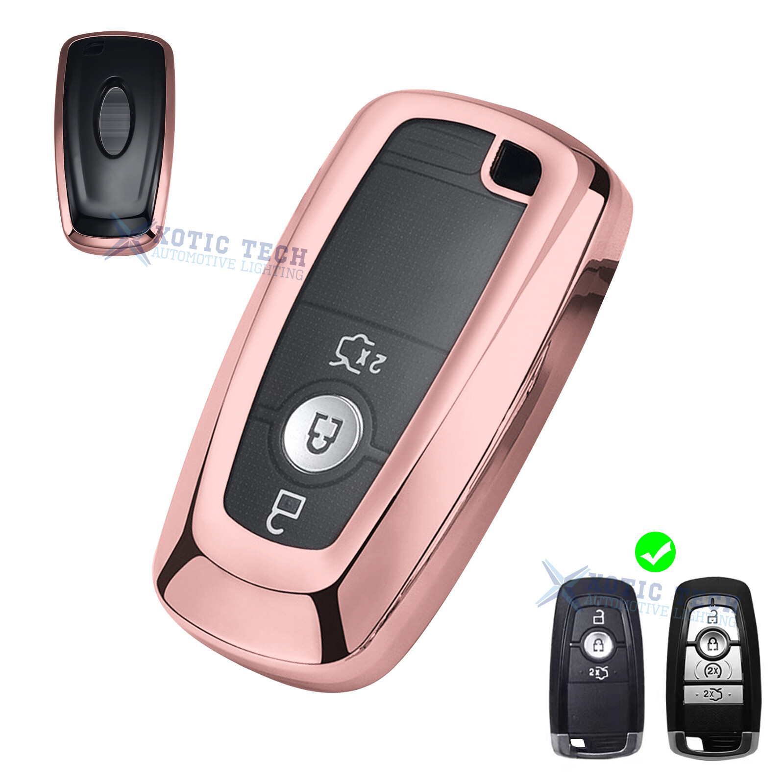Pink TPU Full Cover Remote Key Fob Holder For Ford Mustang F-150 250 350 450 550