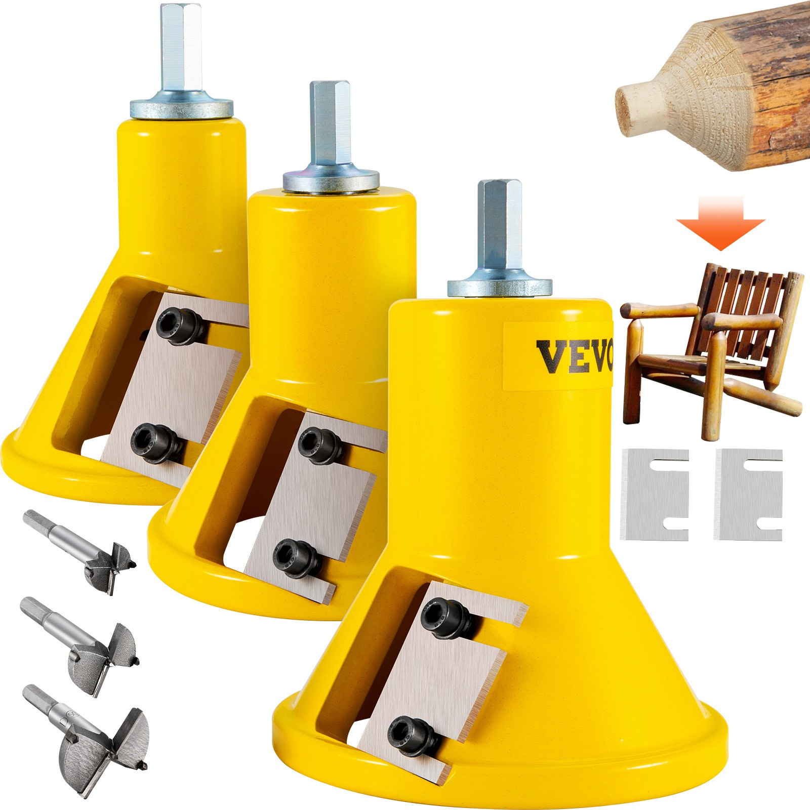 VEVOR Tenon Cutter Log Furniture Kit 1" & 1.5"& 2" w/ Straight Blade Home DIY