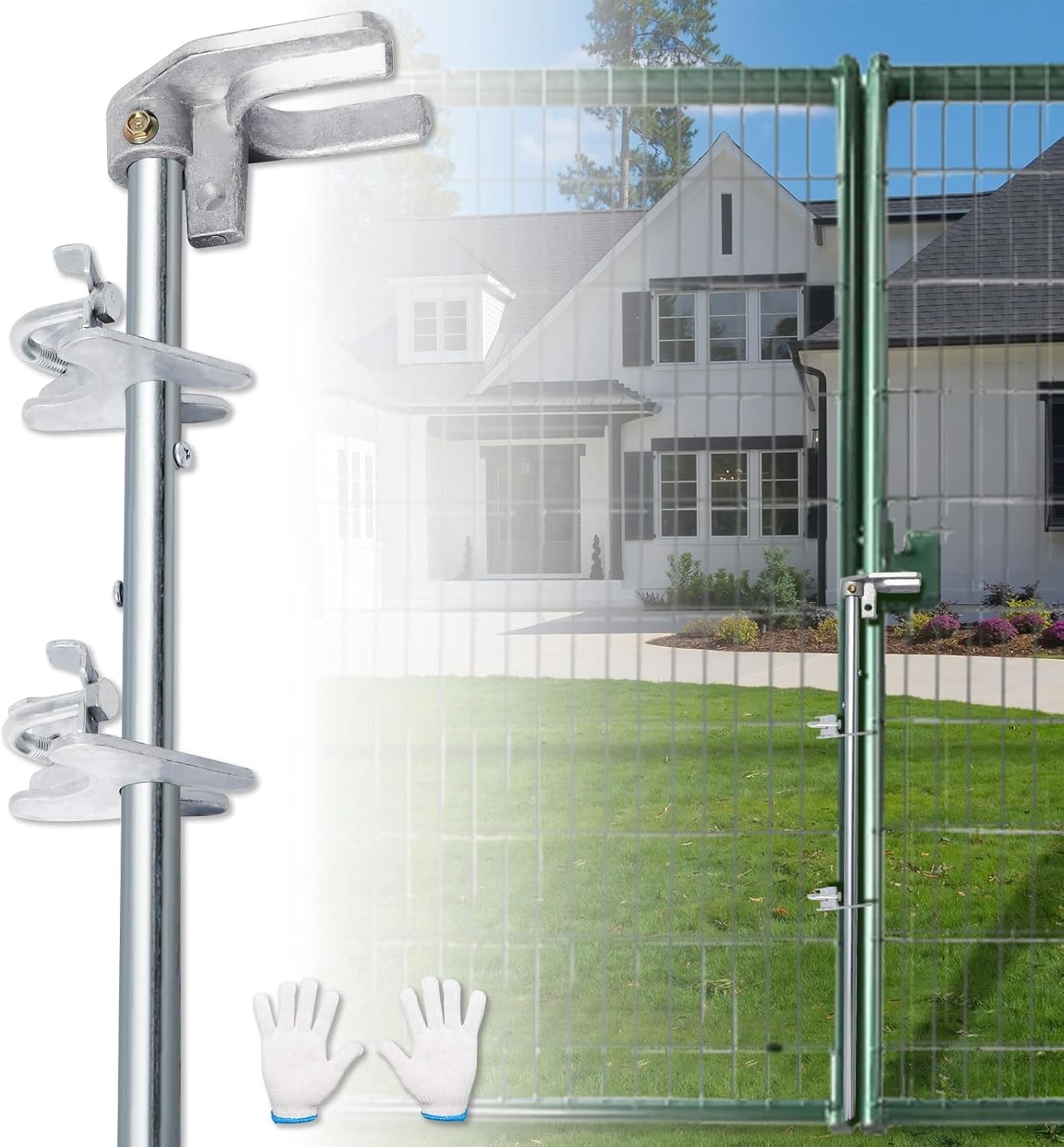 Podoy 36" Chain Link Drop Rod for Double Gate,Heavy Duty Pull Style Latch for...