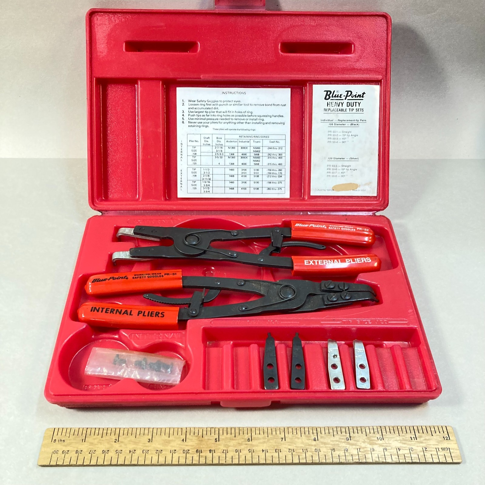 Blue Point Snap Ring Plier Replaceable Tip Heavy Duty #PR-50A USA