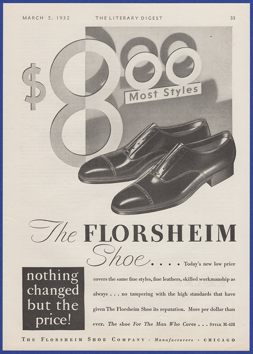 Vintage 1932 FLORSHEIM Shoes Men's Shoe Fashion Ephemera 30's Print Ad