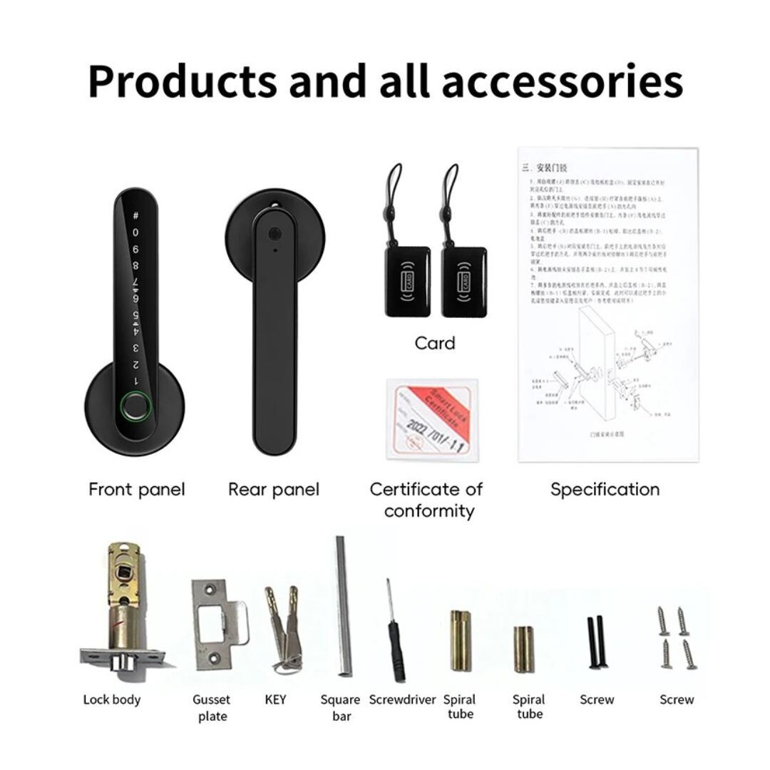 Smart Fingerprint Door Lock – Keypad, App, Card, Key, WiFi Unlock