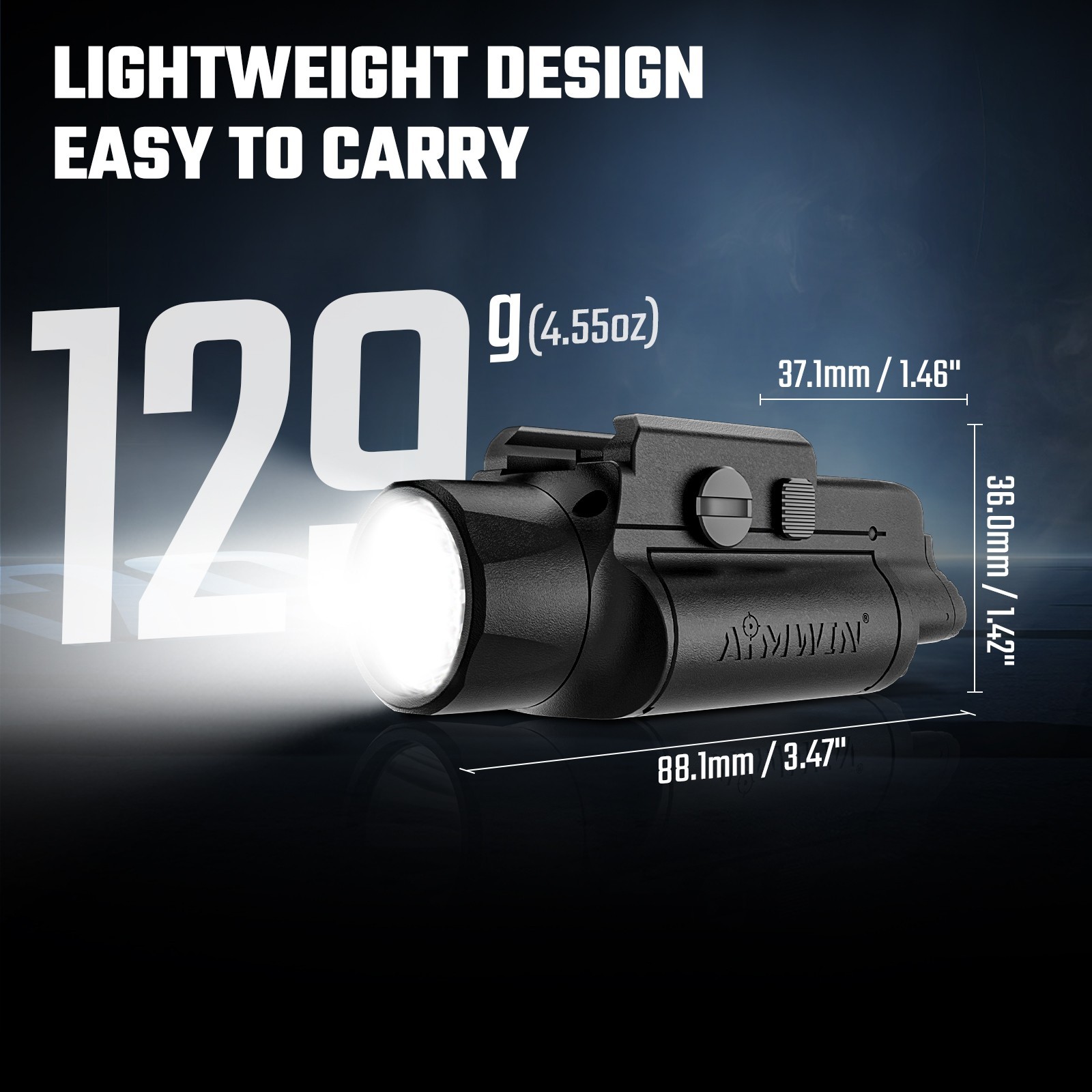 AIMWIN WL20 Weapon Light 2000 Lumen 451 Yards Long Range with Strobe Mode