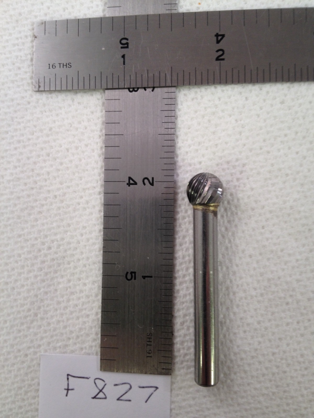 1 NEW FALCON / SGS 1/4" SHANK CARBIDE BURR. SD-3 SINGLE CUT. BALL SHAPE. (F827)