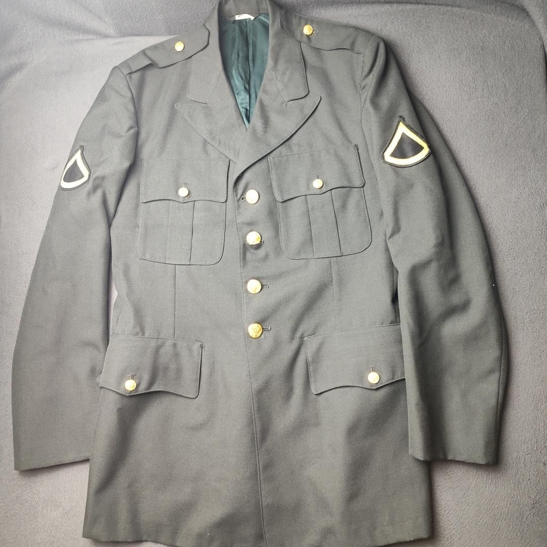 US Army Dress Coat Jacket Mens 39L Army Green Class A Service USGI Brass Buttons