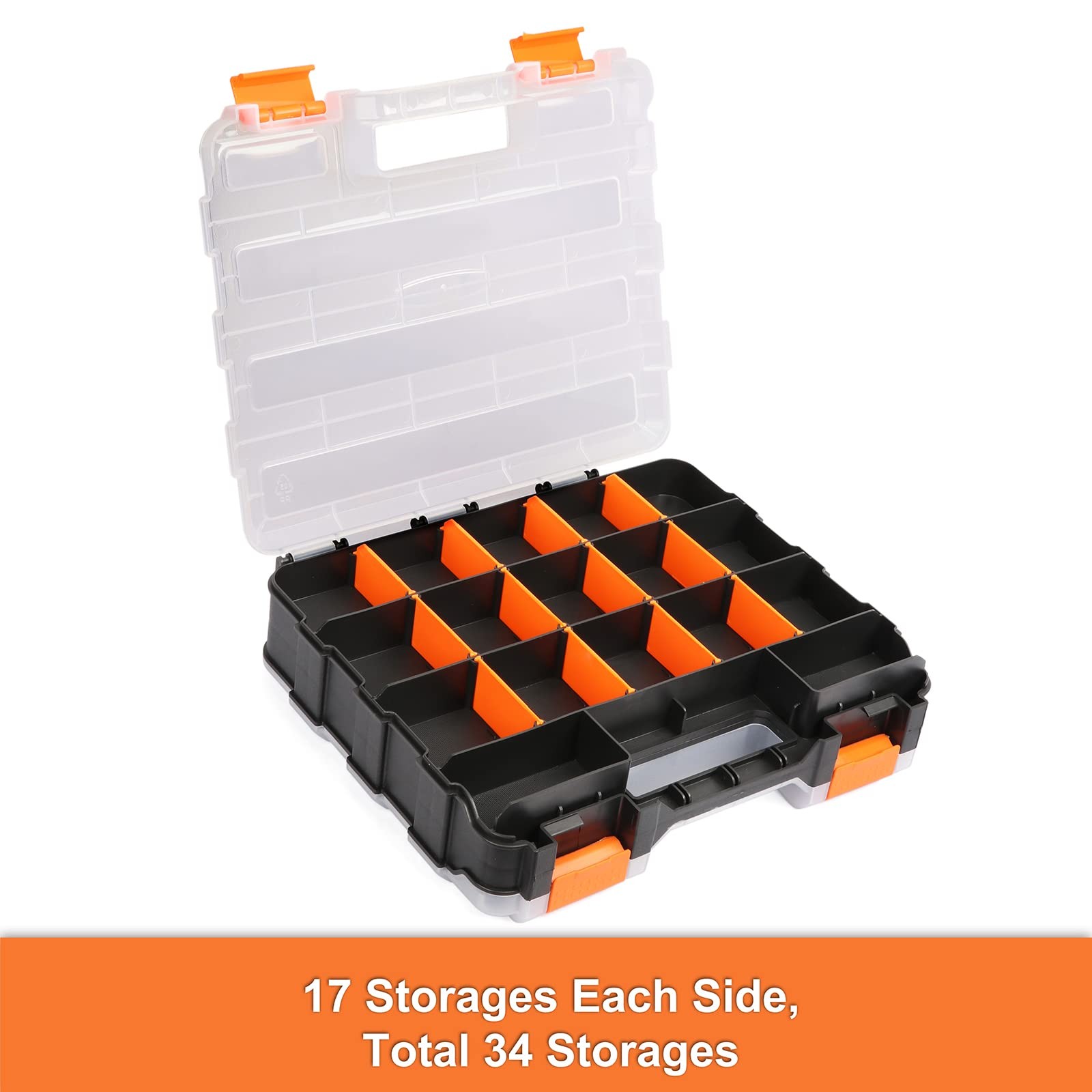 Double Side Tools Organizer 34 Compartment Plastic Dividers 2 Pack