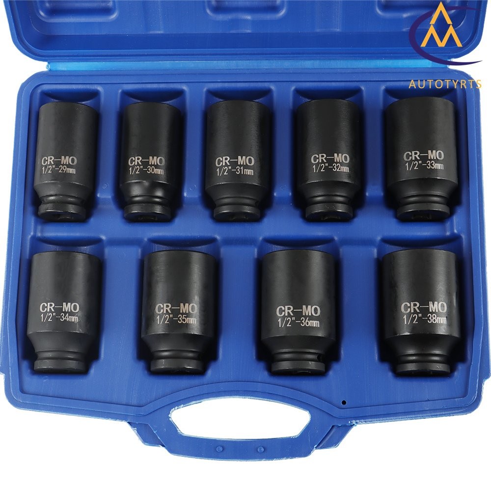 Deep Impact Socket Set 1/2" Drive Metric Axle Hub Nut Socket 29-38mm 9Pcs