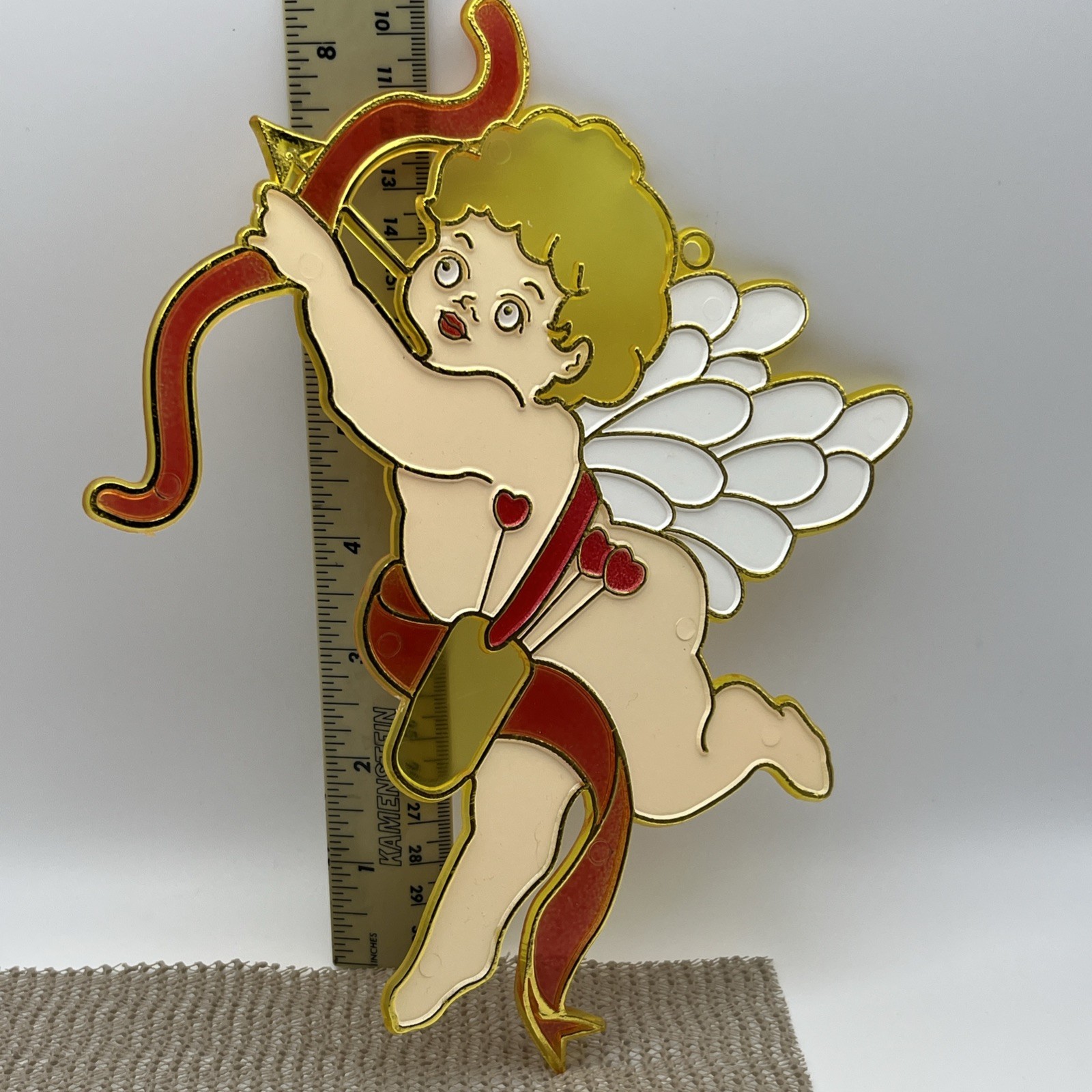 Vintage Valentine Cupid Plastic Stained Window Sun Catcher