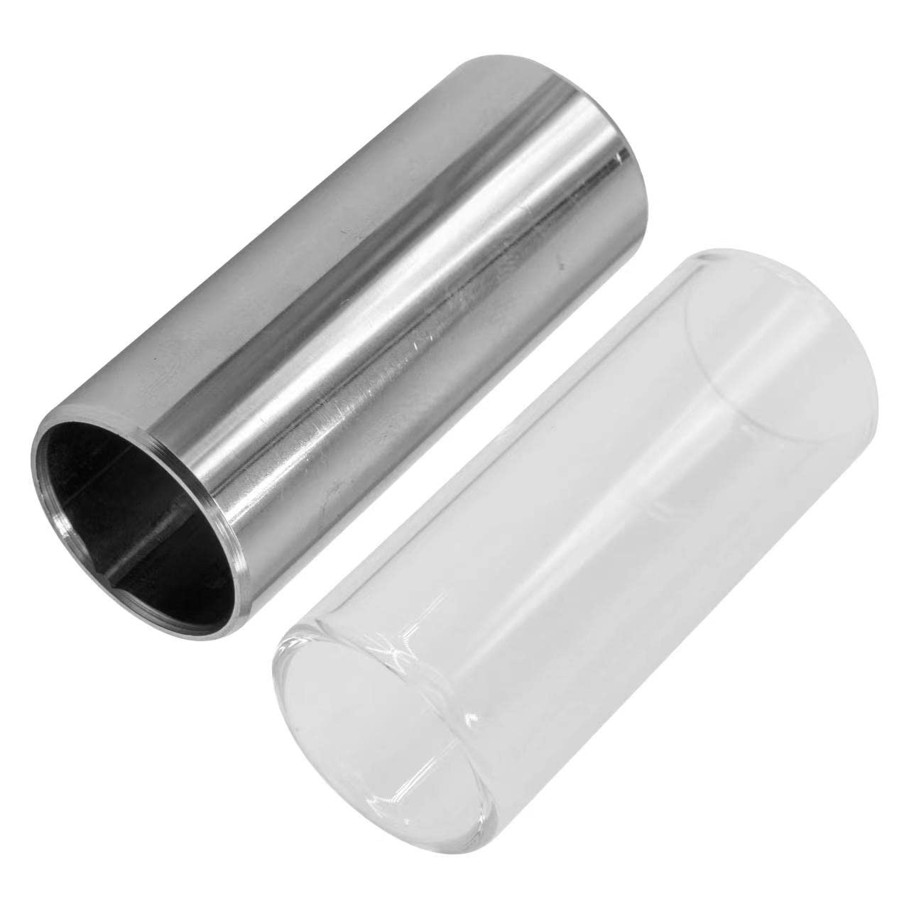 Pack of 2 Guitar Slides Set, 60mm Guitar Glass Slide and Stainless Steel Guitar