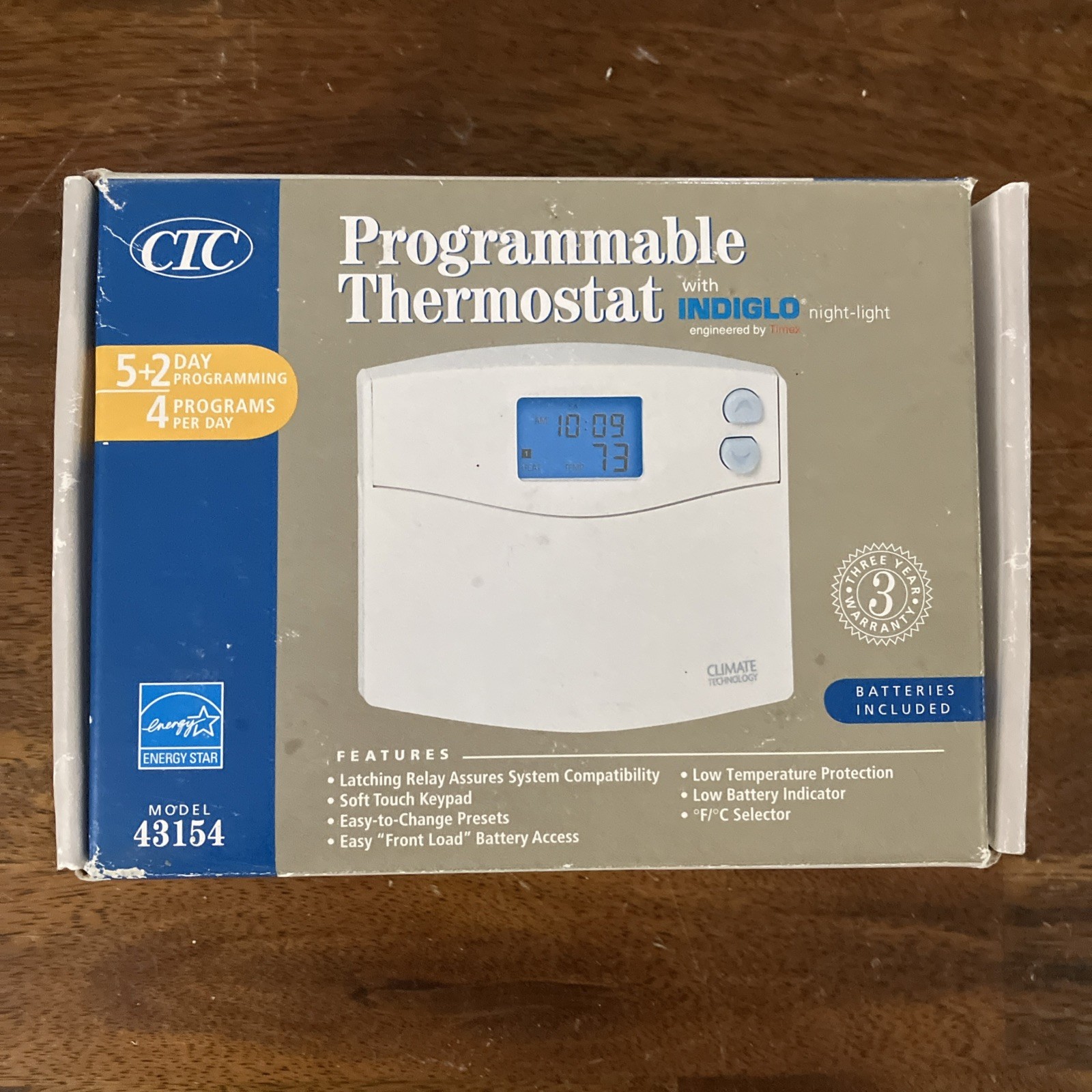 CTC Programmable Thermostat 43154 With Indigo Nightlight New Open Box Old Stock