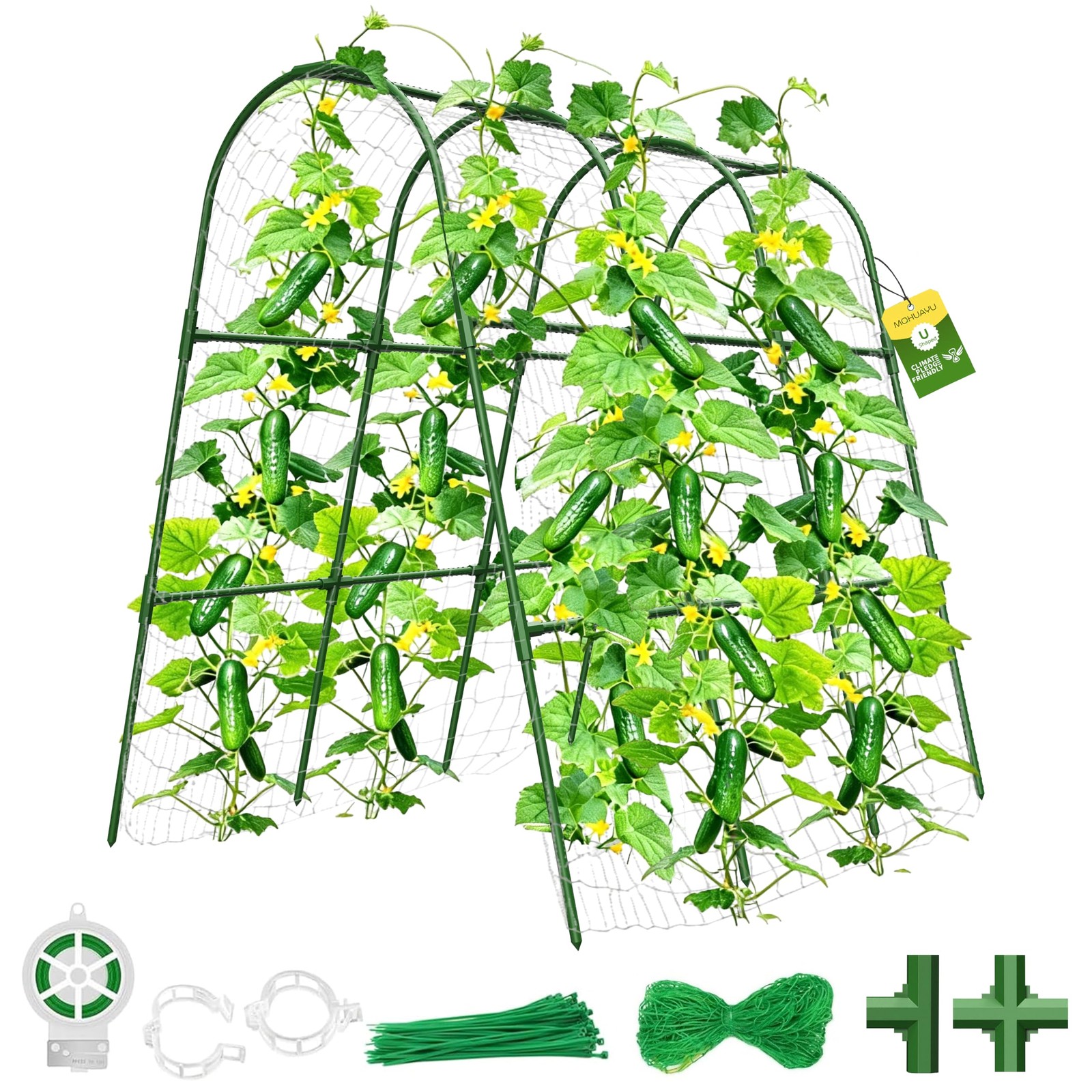 MQHUAYU Cucumber Trellis for Raised 47.2"Lx21.6"WX47.2""H-Medium, Green