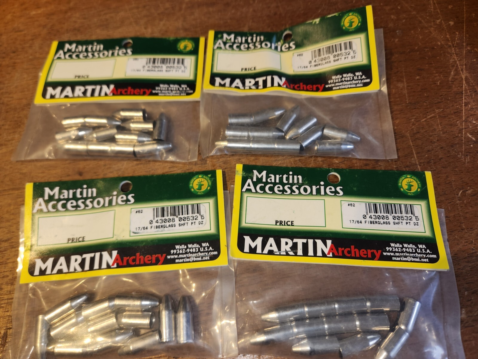 1 NEW 12 PK MARTIN ARCHERY Glue on Field Points FIBERGLASS SHAFT 17/64