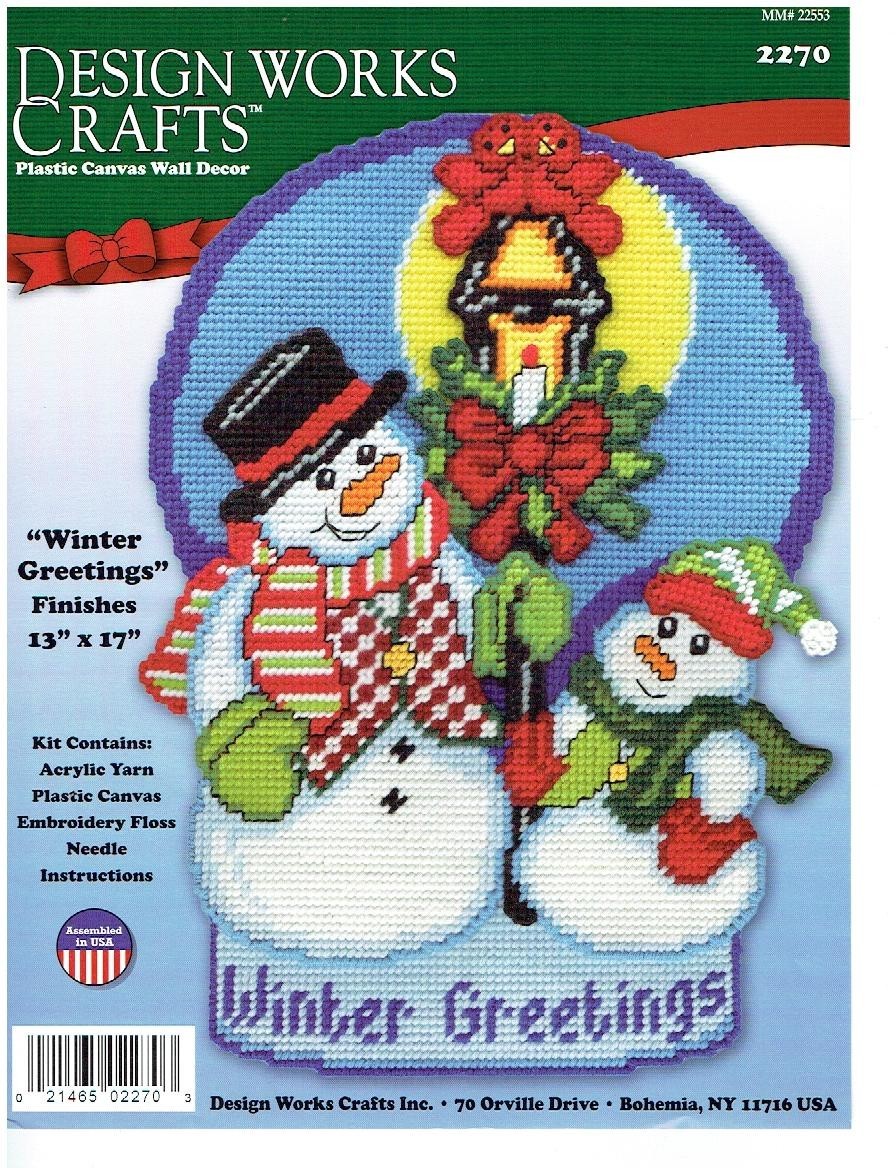 WINTER GREETINGS  WALL HANGING 7ct  plastic canvas PATTERN  (#TF0646)