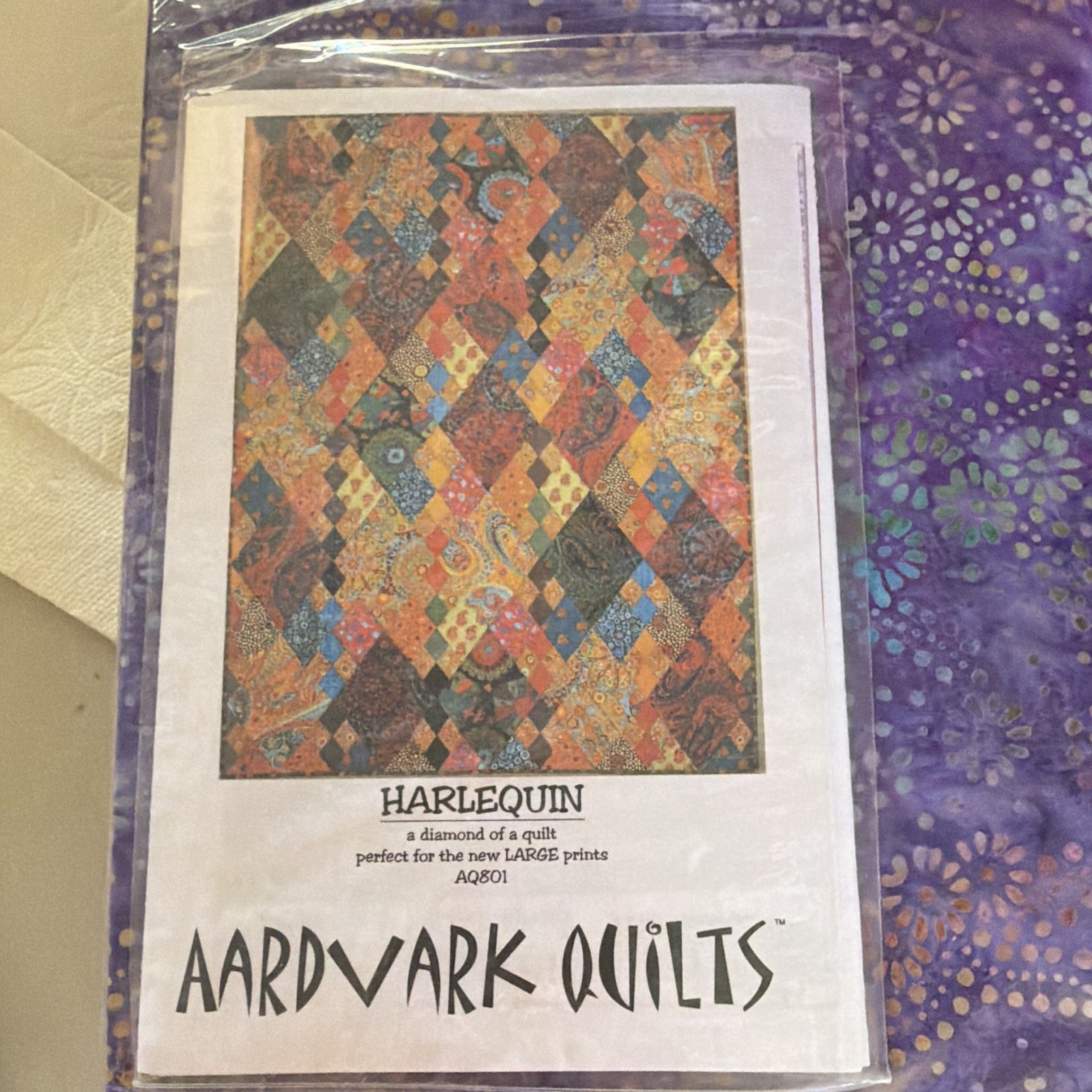 Aardvark Quilts Harlequin Pieced Quilting Quilt Pattern and kit