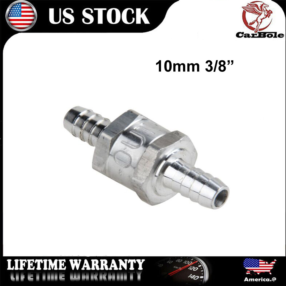 3/8" Fuel Check Valve One Way Inline Non Return Diesel Gasoline Silver 10mm