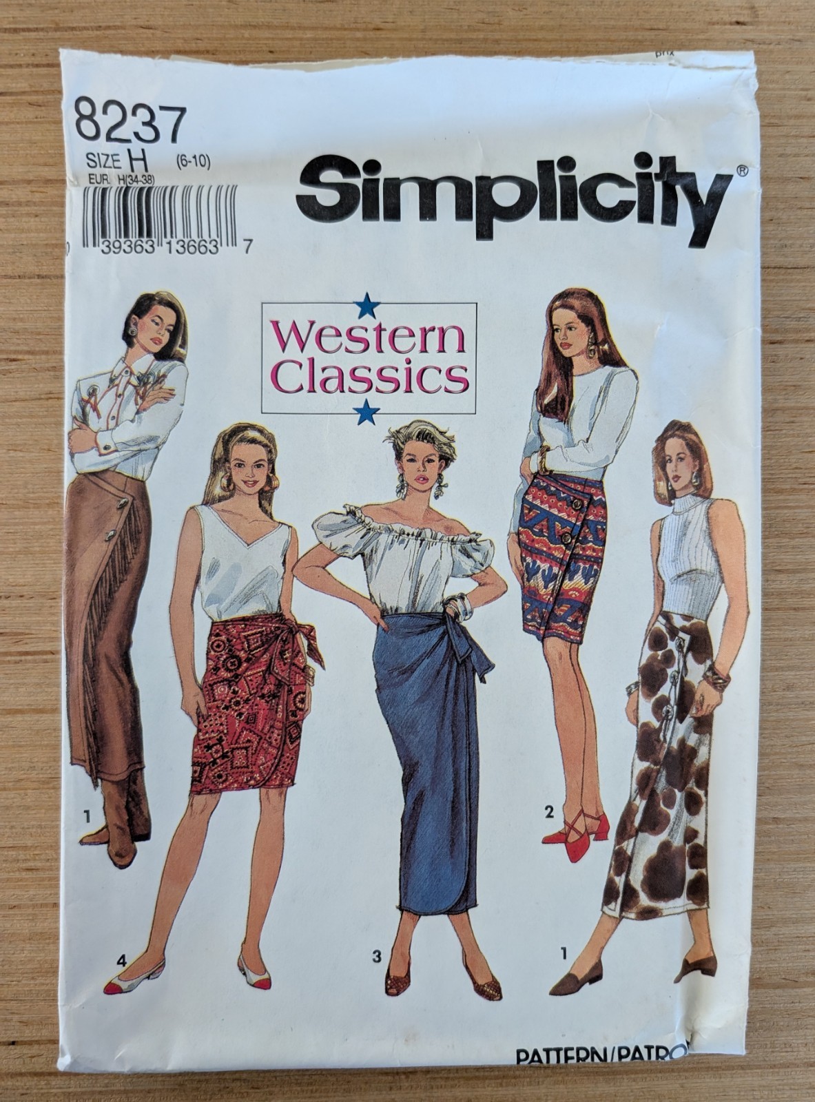 Simplicity 8237 Western Classics Women's Mock Wrap Skirts Size 6-10 Uncut