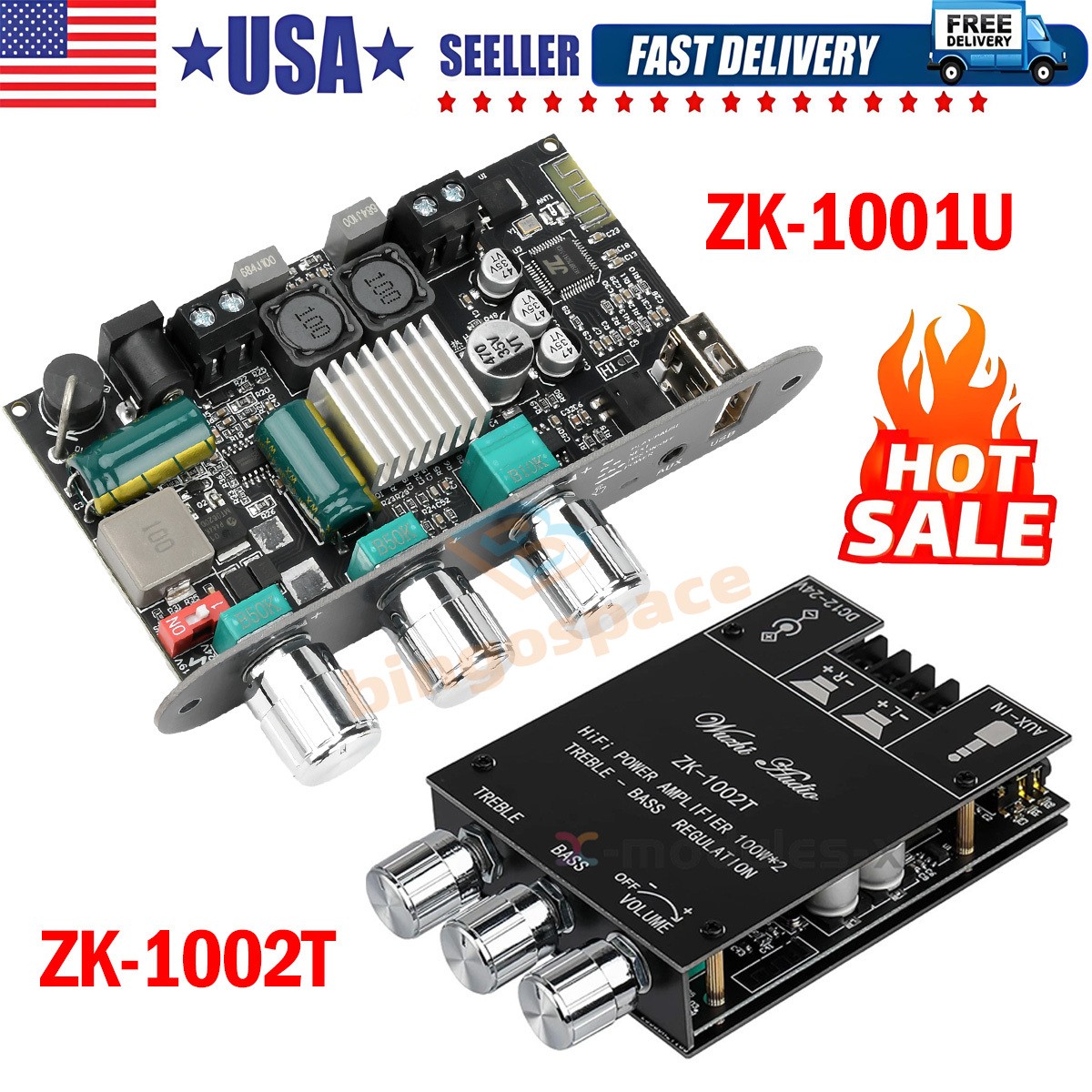 1/2X ZK-1001U 100W Mono Bluetooth Audio Power Amplifier Board TPA3116D2 Module