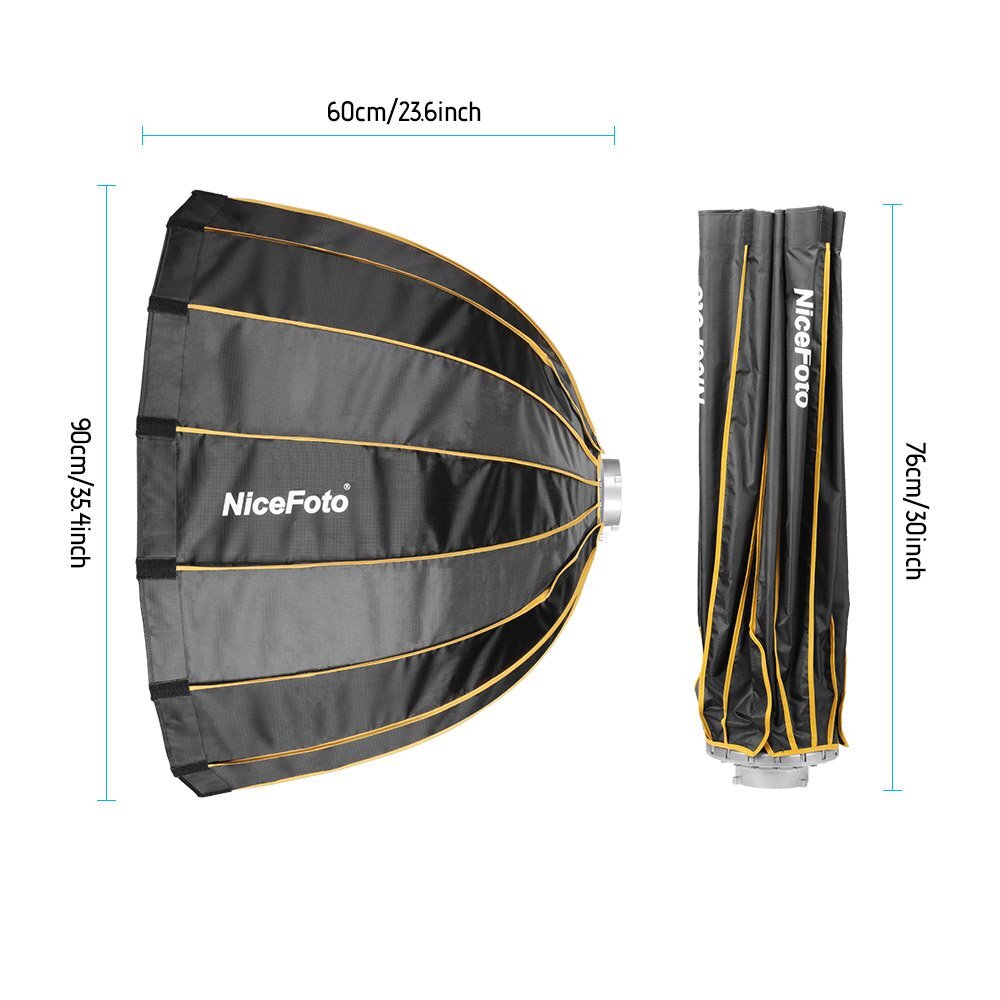US NiceFoto 90cm Quick Set-up Deep Folding Grid Softbox Studio Bowens Flash