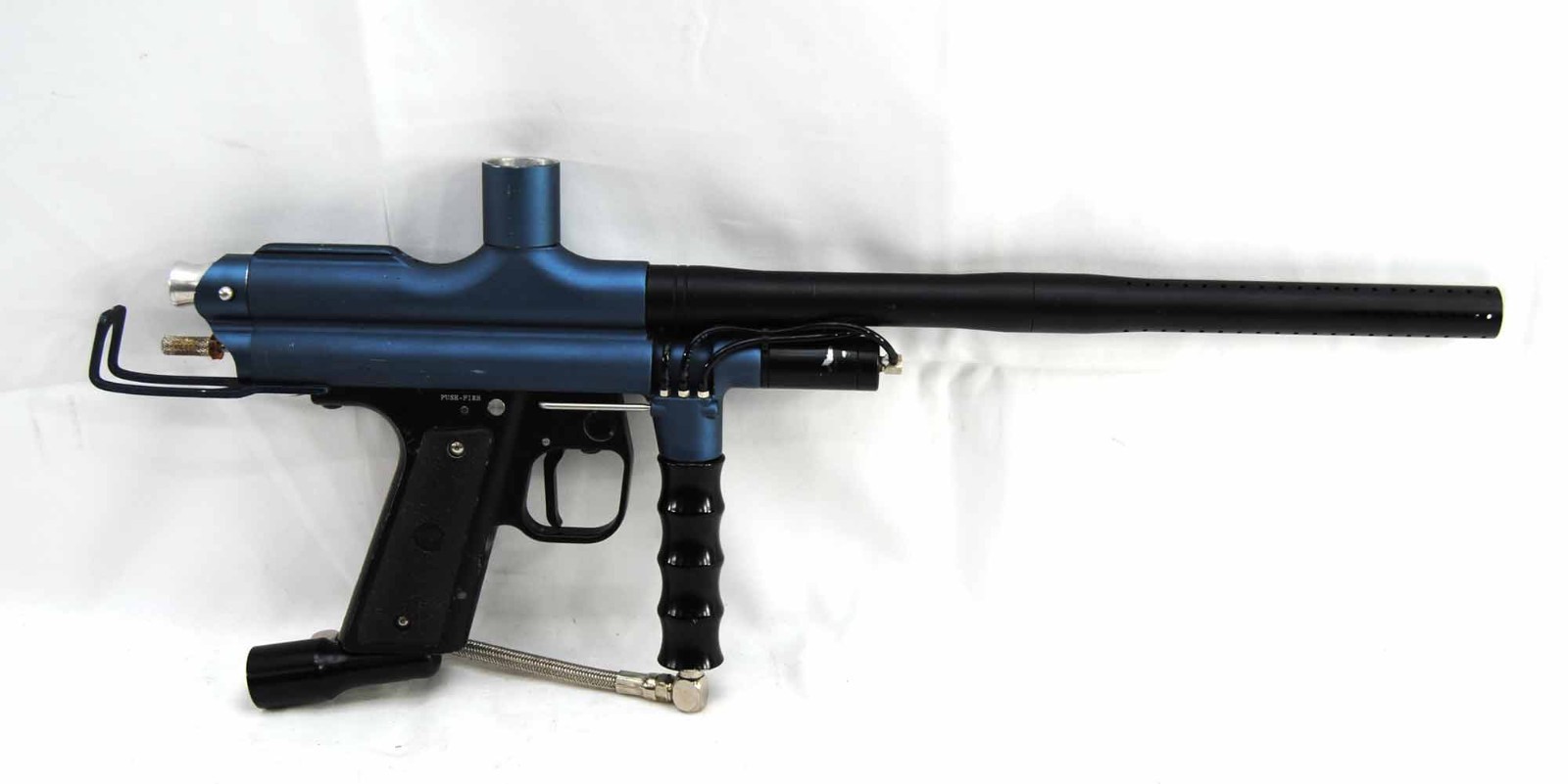 Used WGP Paintball Trilogy Autococker Marker Single Trigger Blue Eclipse Barrel