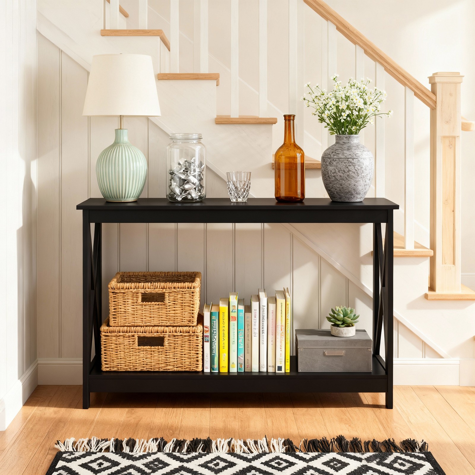 Console Table Along Bed Accent Side Stand Display Storage Shelf Entryway 47inch
