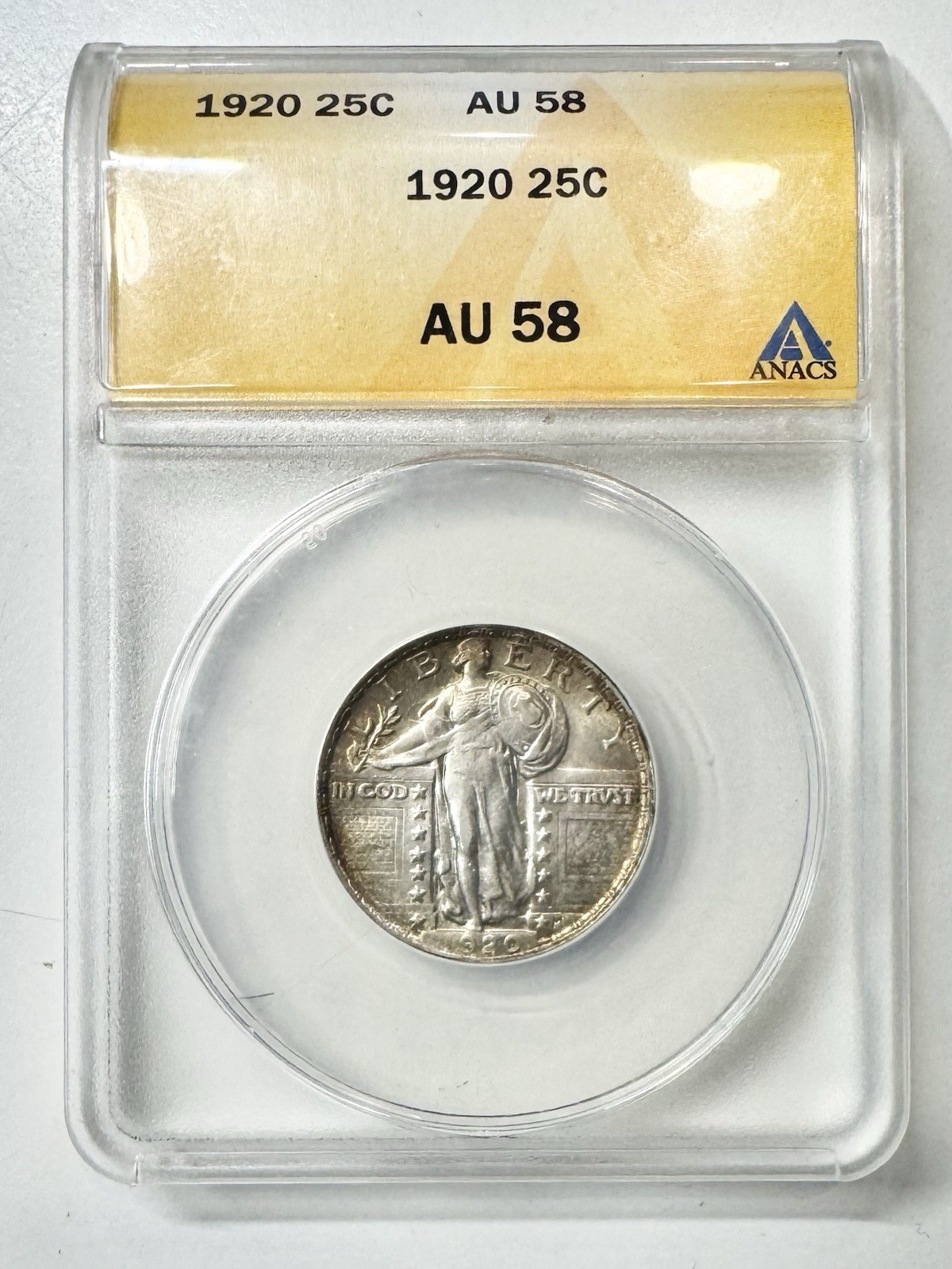 Nice 1920 P 25C Standing Liberty Quarter ANACS  AU58