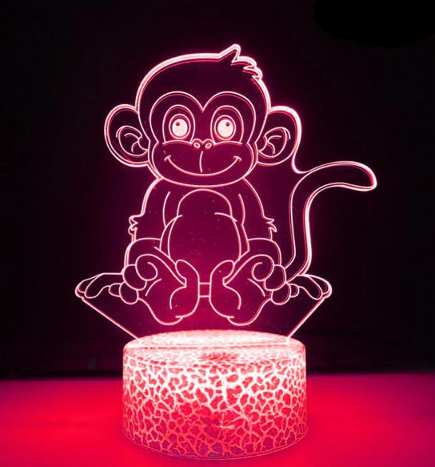 3D Monkey Night Light Lamp Illusion 7 Color Changing Touch Table Desk Decoration