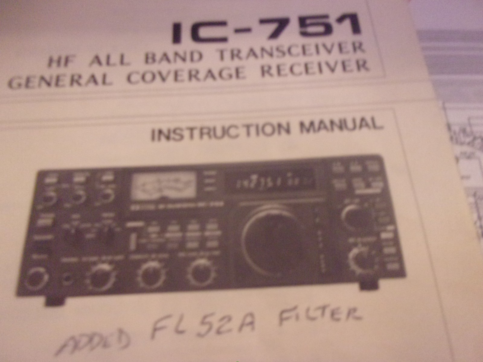 ICOM IC-751 HF All Band Transceiver Instruction Manual
