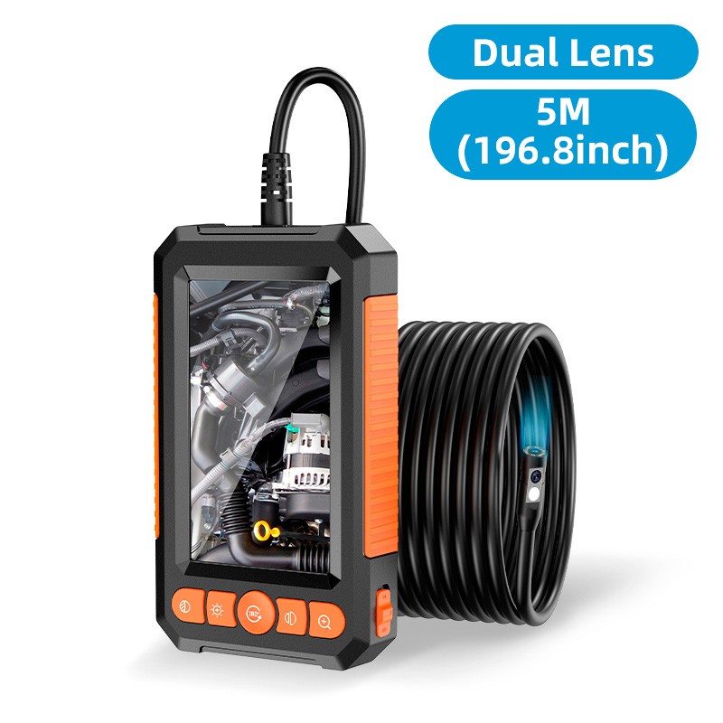 5m IP67 Borescope Dual Lens Built-in LCD Screen Auto Drain Inspection Camera