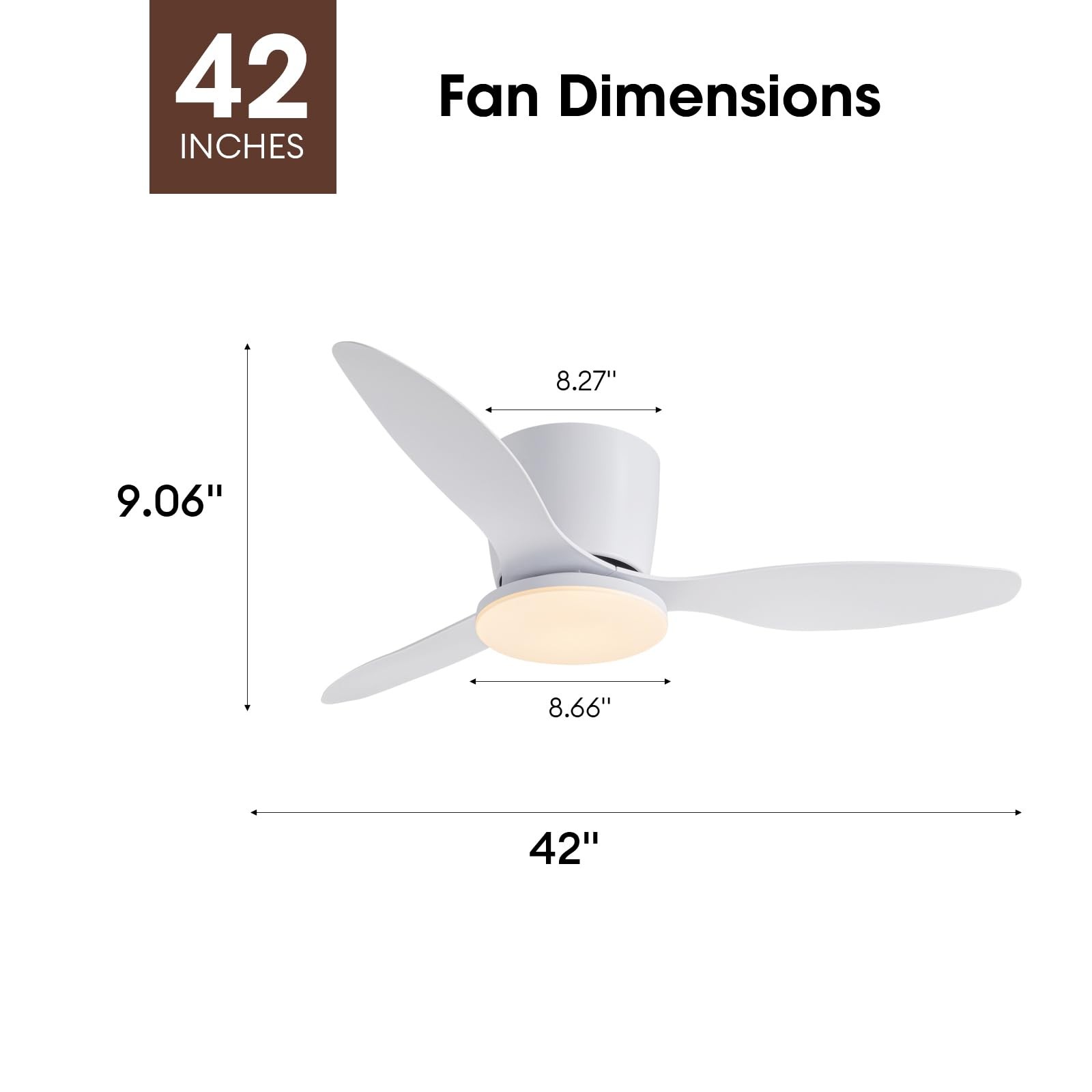 42 Inch Flush Mount Ceiling Fan With Light Remote Low Profile White