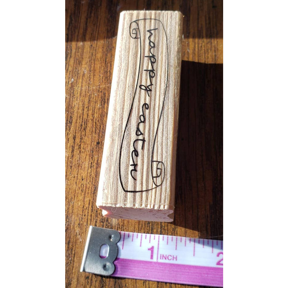 Happy Easter Scroll Craftsmart Wood Mounted Rubber Stamp