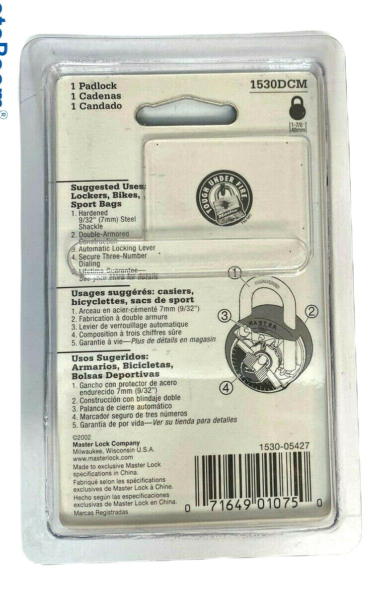 Master Lock X-treme Combination Lock - 1530DCM - NIP - Blue