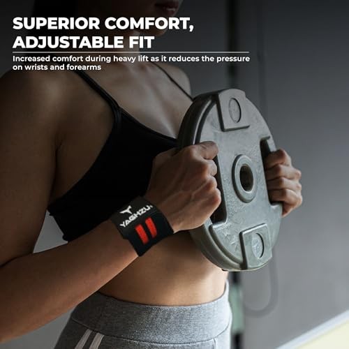 Wrist Wraps Weightlifting - Premium Quality Wrist Straps for Black Red