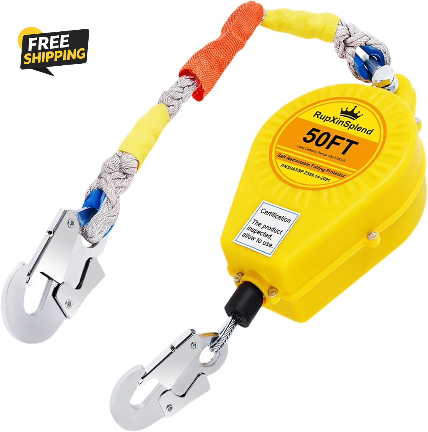Fall Arrester Protector Self Retractable 50FT Fall Protection Double Locking
