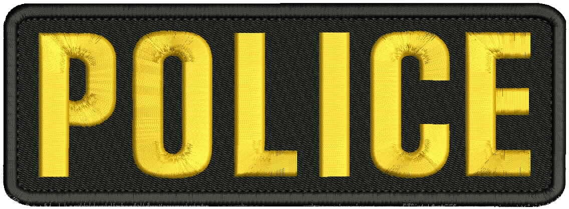 Police 1 Embroidery Patch 3x9'' Hook On Back Gold On Black
