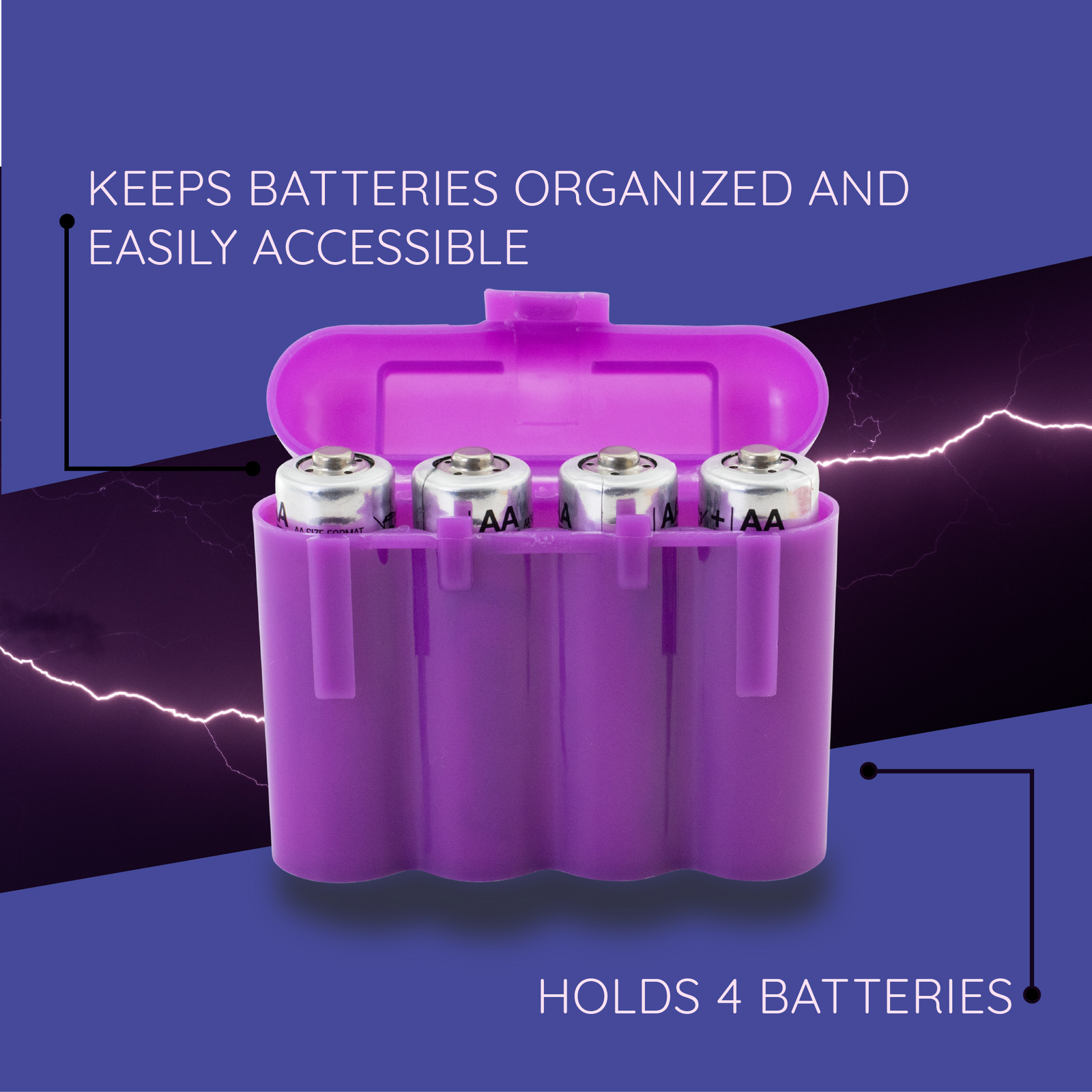 Two (2) EBC Battery AA AAA Purple Plastic Battery Storage Case Holder Box