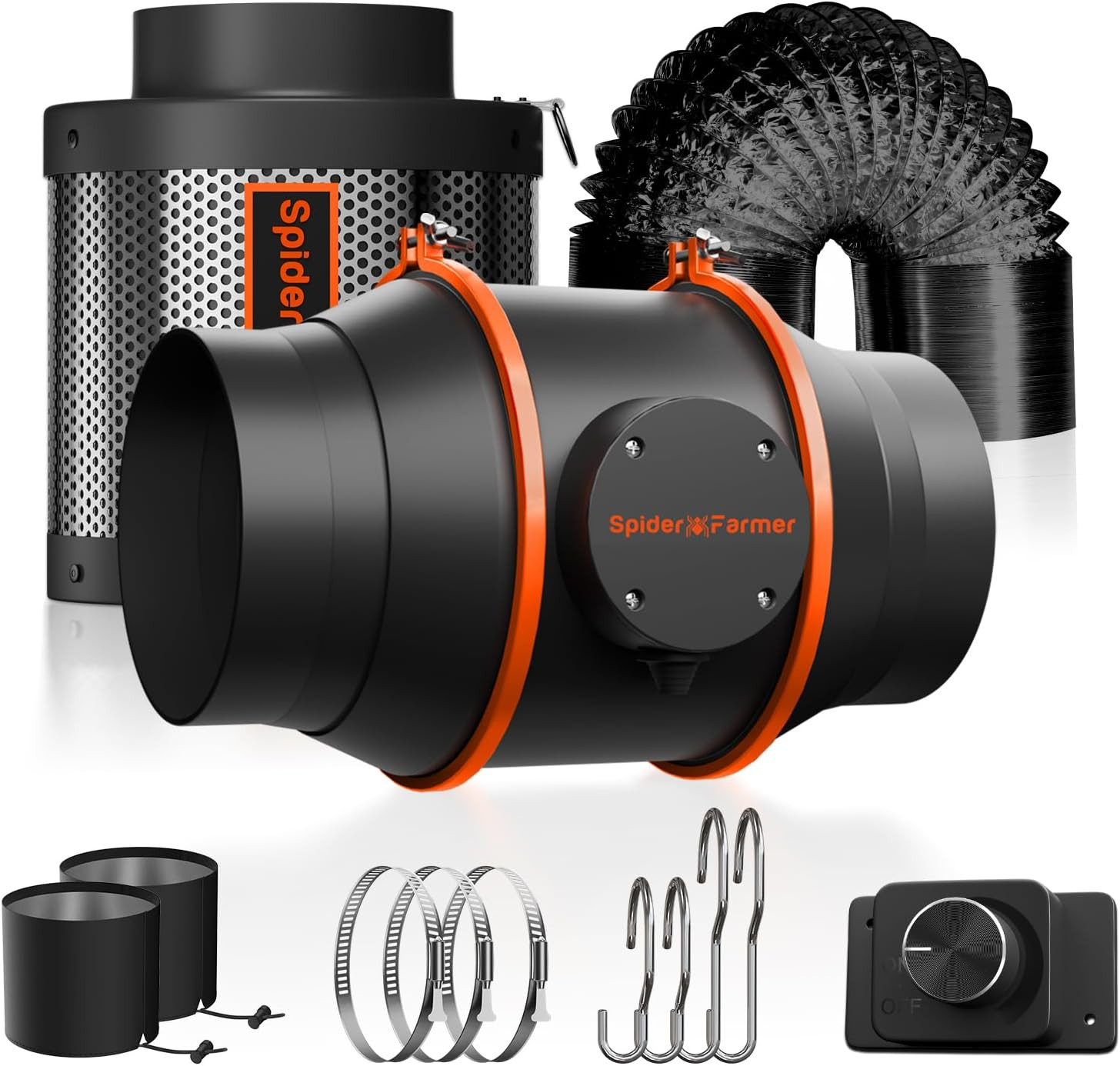 Air Filtration Kit 6 Inch, Inline Duct Fan with RJ12 Speed Humidity Controller,