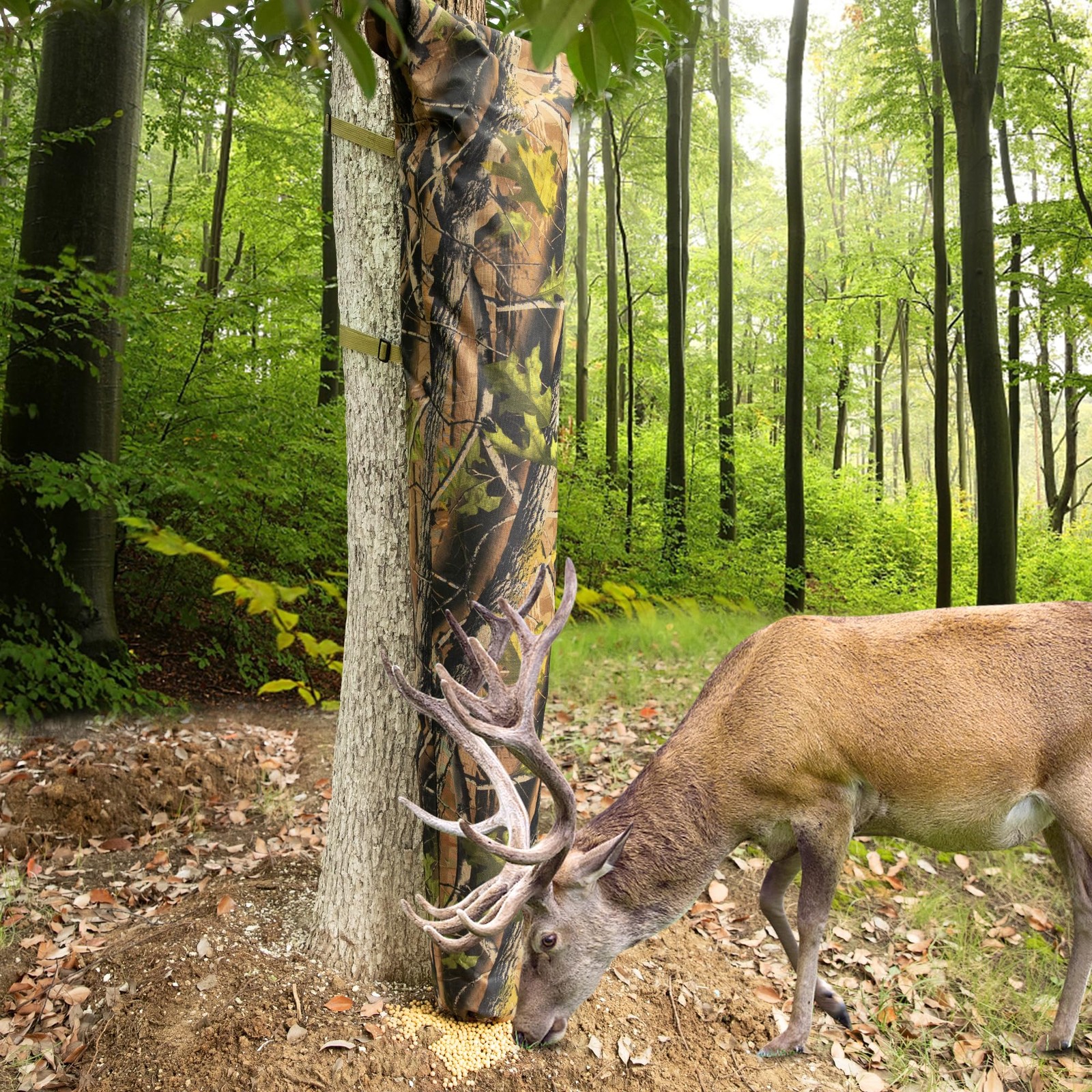 Adjustable Camo Feeders-100 Lb Tree Hugger Gravity Deer Feeder with Adjustable