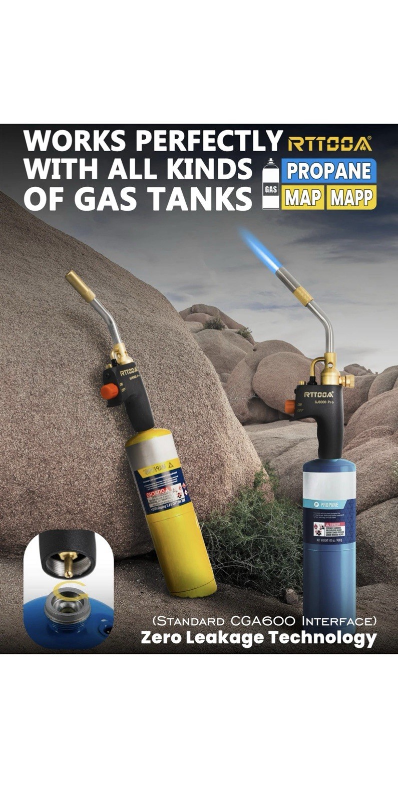High-Intensity Adjustable Propane Torch Head with Self-Ignition Feature