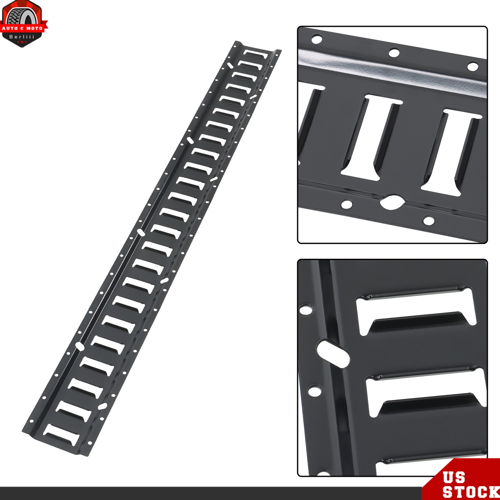 Black For Trailers 4-Piece Set Universal Fitment 4' E Track Tie Down Rail Kit