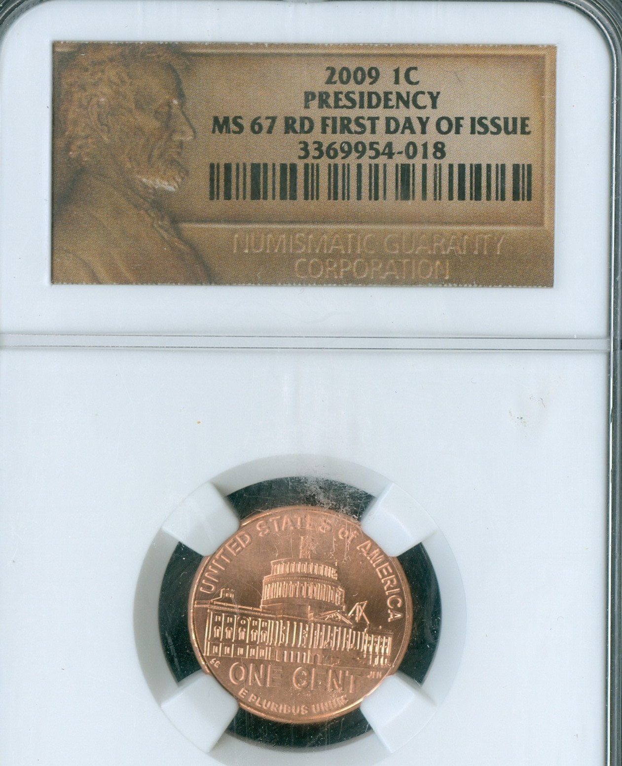 2009 LINCOLN CENT PRESIDENCY NGC MS67 RD F.D.I.  2ND FINEST GRADE  .