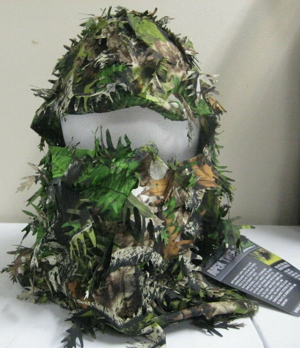Leafy 3D Facemask Hood Hat Deer Turkey Bow Hunting Camo Mothwing Mask