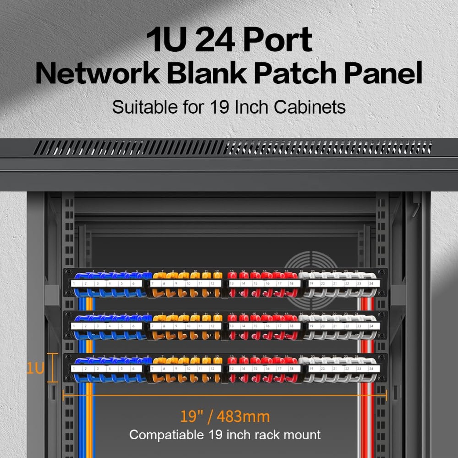 24 Port Patch Panel RJ45 Patch Panel CAT6a Keystone UTP with Smart Cable Mana...