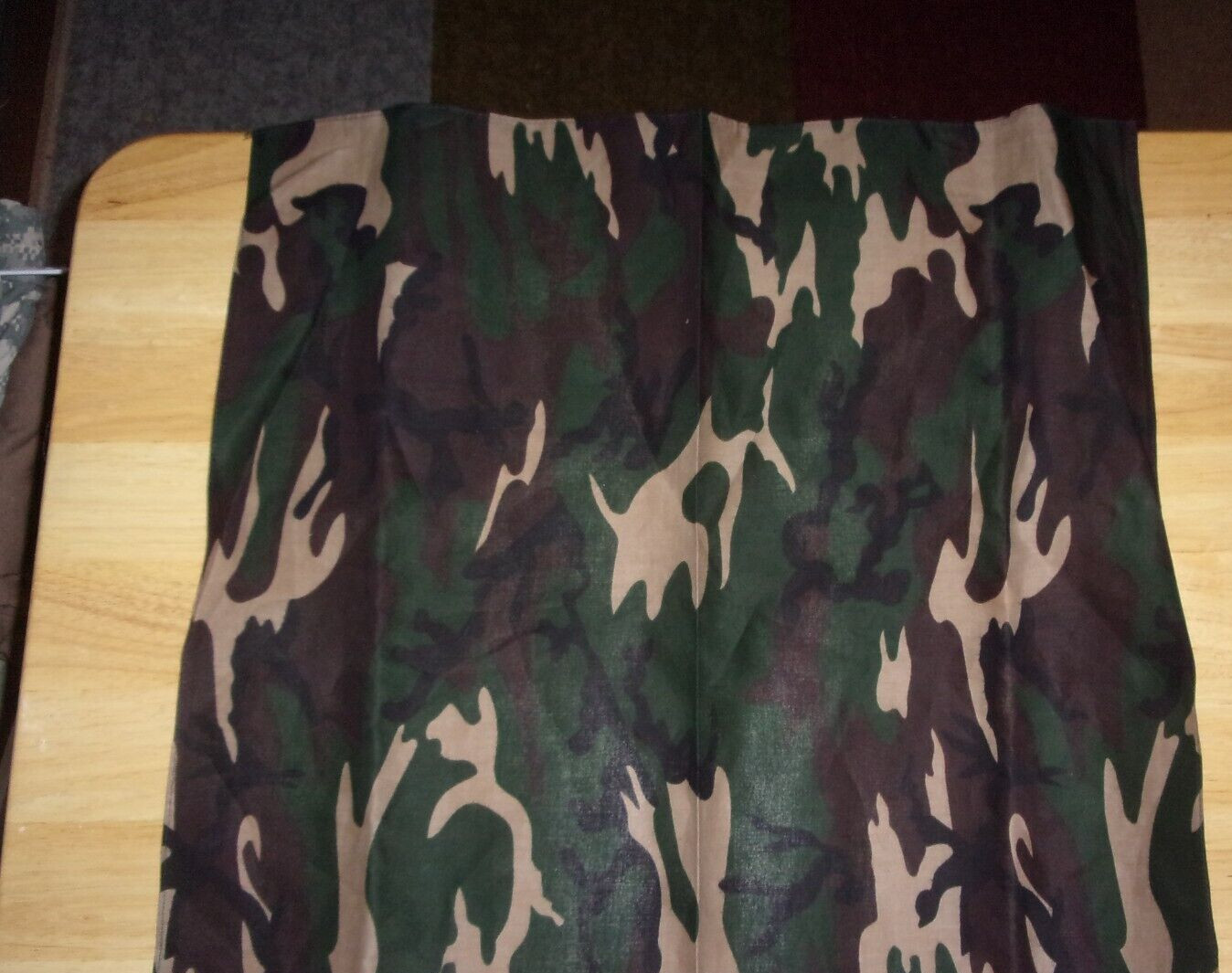 NWOT CAMOUFLAGE BANDANA DARK WOODLAND BDU SUMMER LIGHTWEIGHT 100% Cotton 21X21