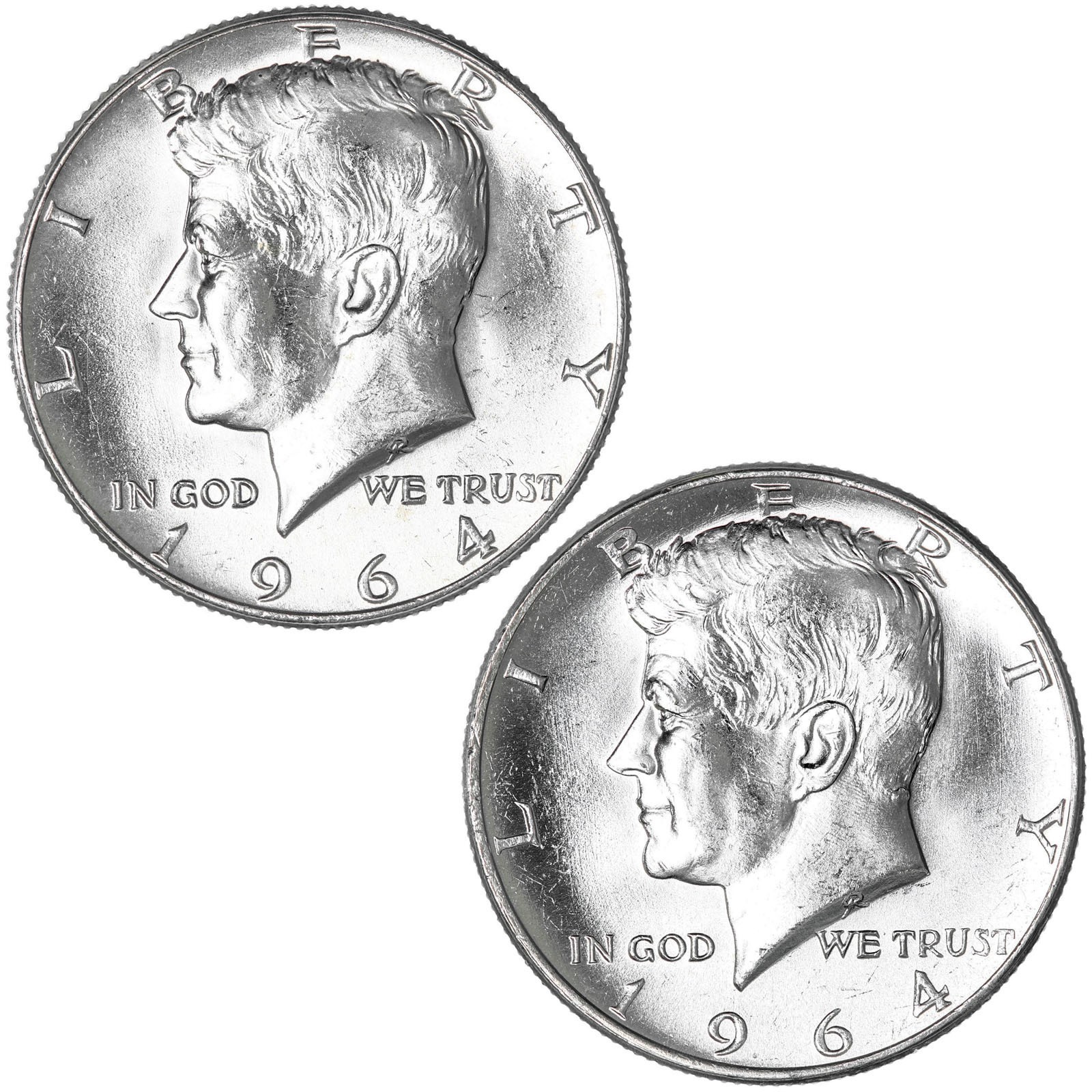 1964 P D Kennedy Half Dollar 90% Silver BU 2 Coin Year Set