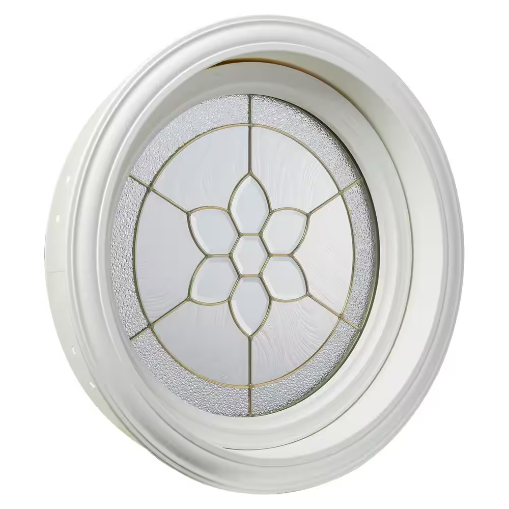 24.5 In. X 24.5 In. White Triple-Pane Insulated Glass round Vinyl Geo Picture Wi