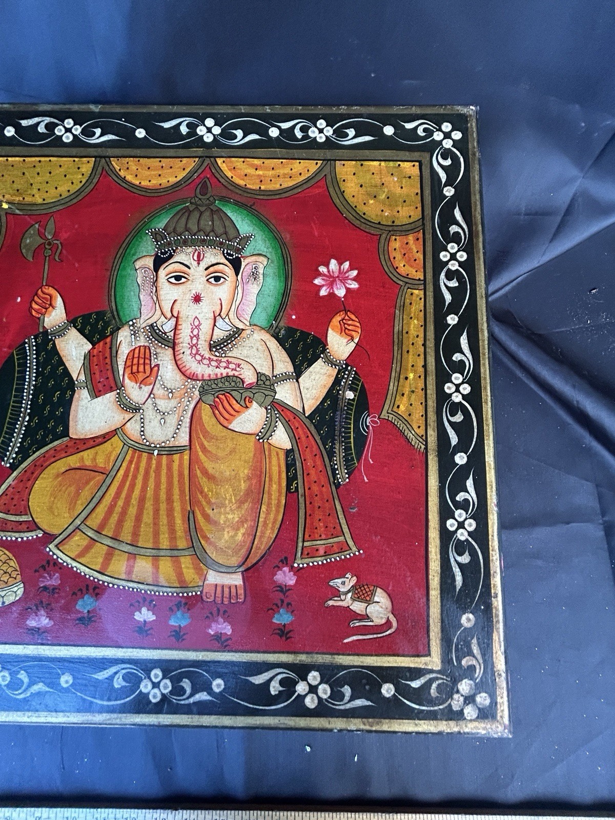 Gorgeous Painted Ganesha Foot Stool/Ottoman Table